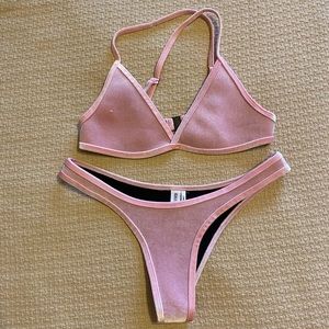 Velvet pink Hoaka swimwear neoprene bikini medium top large bottom